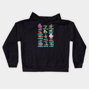 Tropical Freshwater Fish Chart Kids Hoodie